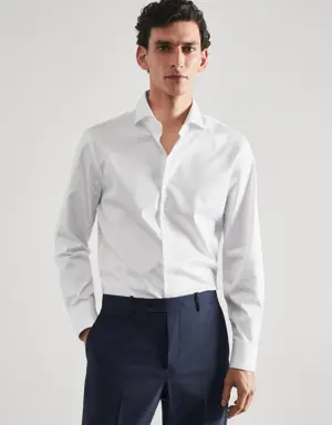 Mango Twill fabric slim-fit suit shirt with cufflinks 