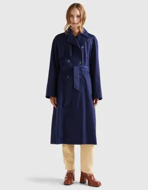 double-breasted midi trench coat