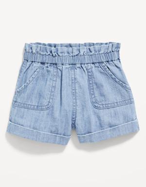 High-Waisted Chambray Pull-On Utility Shorts for Baby blue