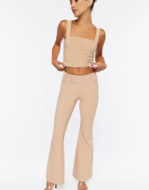 Forever 21 Flare Mid Rise Pants Tan