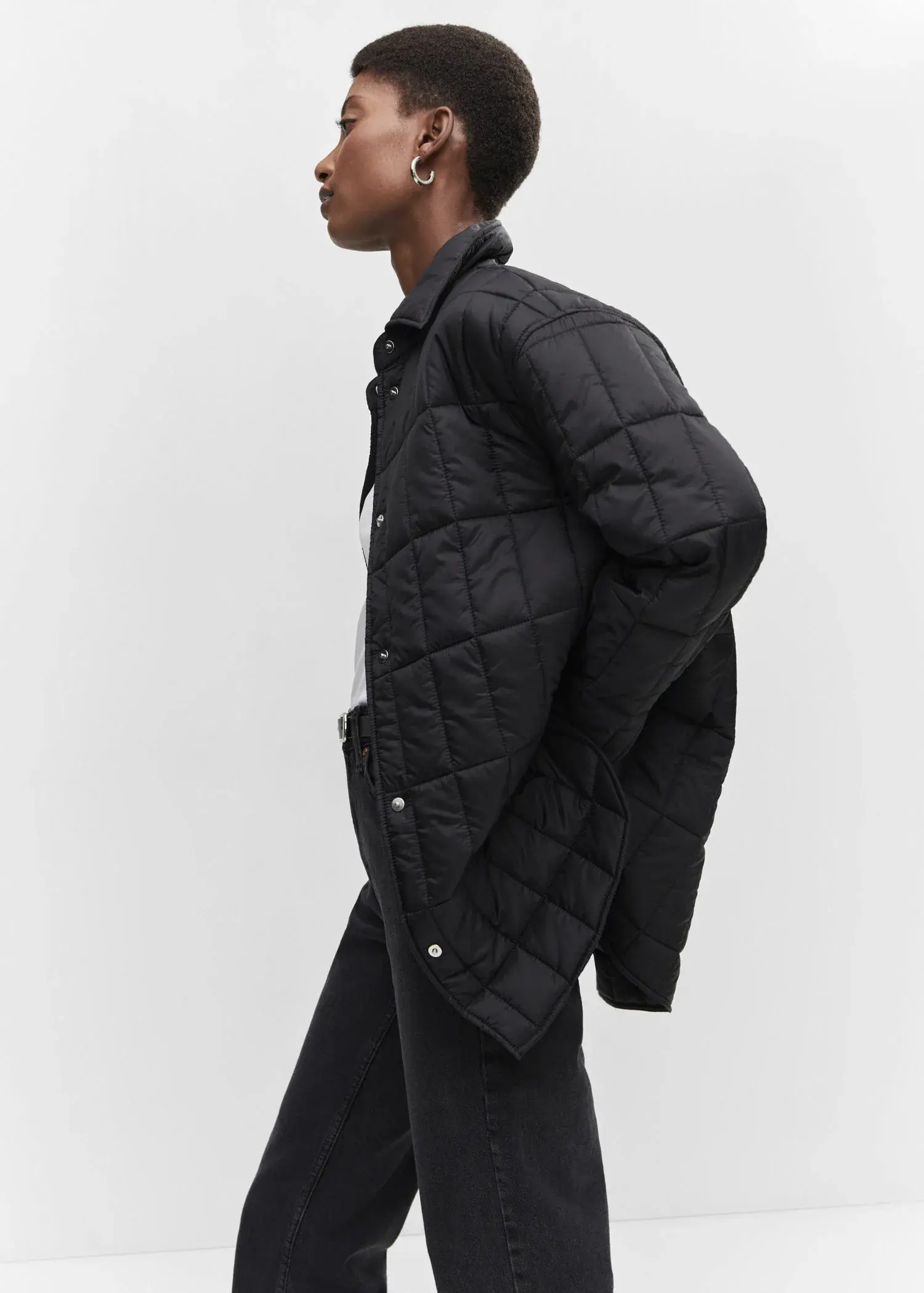 Mango Quilted anorak with shirt collar. 1