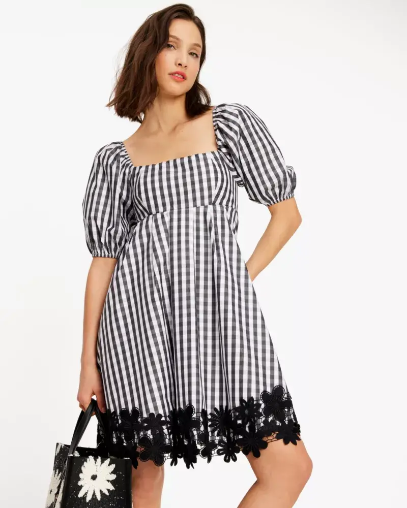 Kate Spade Spring Gingham Puff Sleeve Dress. 2