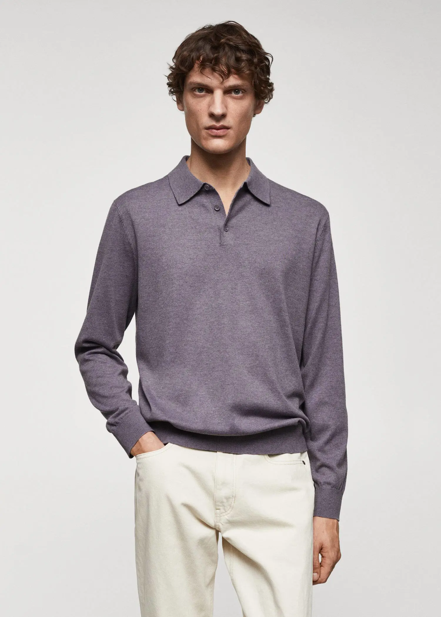 Mango Long-sleeved cotton jersey polo shirt. 2