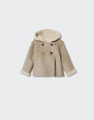 Faux-shearling suedette coat