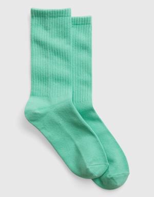 Cotton Crew Socks green
