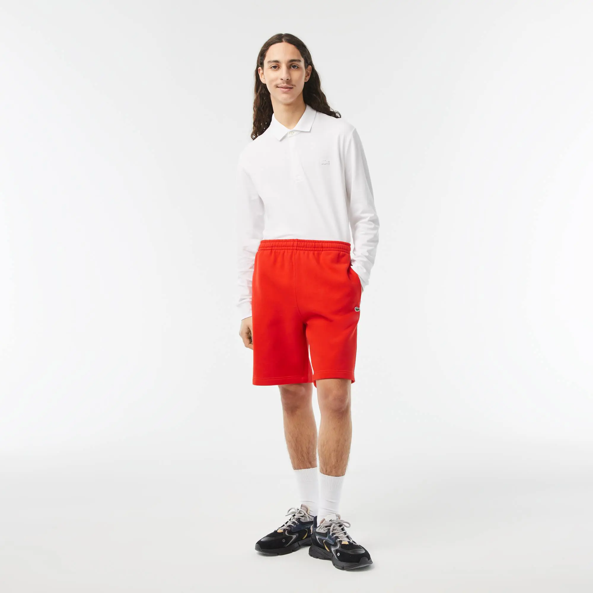 Lacoste Men’s Lacoste Cotton Flannel Jogger Shorts. 1