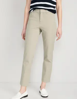 High-Waisted Pixie Straight Ankle Pants for Women beige