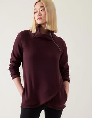 Athleta Cozy Karma Asym Pullover red