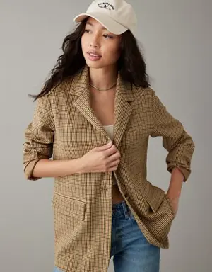 Oversized Plaid Boyfriend Blazer