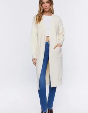 Forever 21 Open Front Longline Cardigan Sweater Cream
