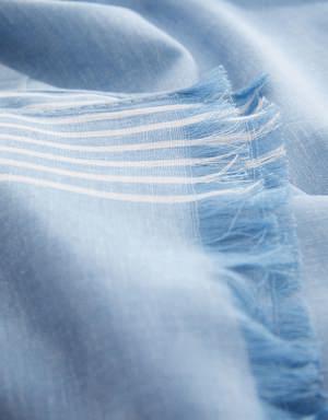 Striped linen cotton scarf