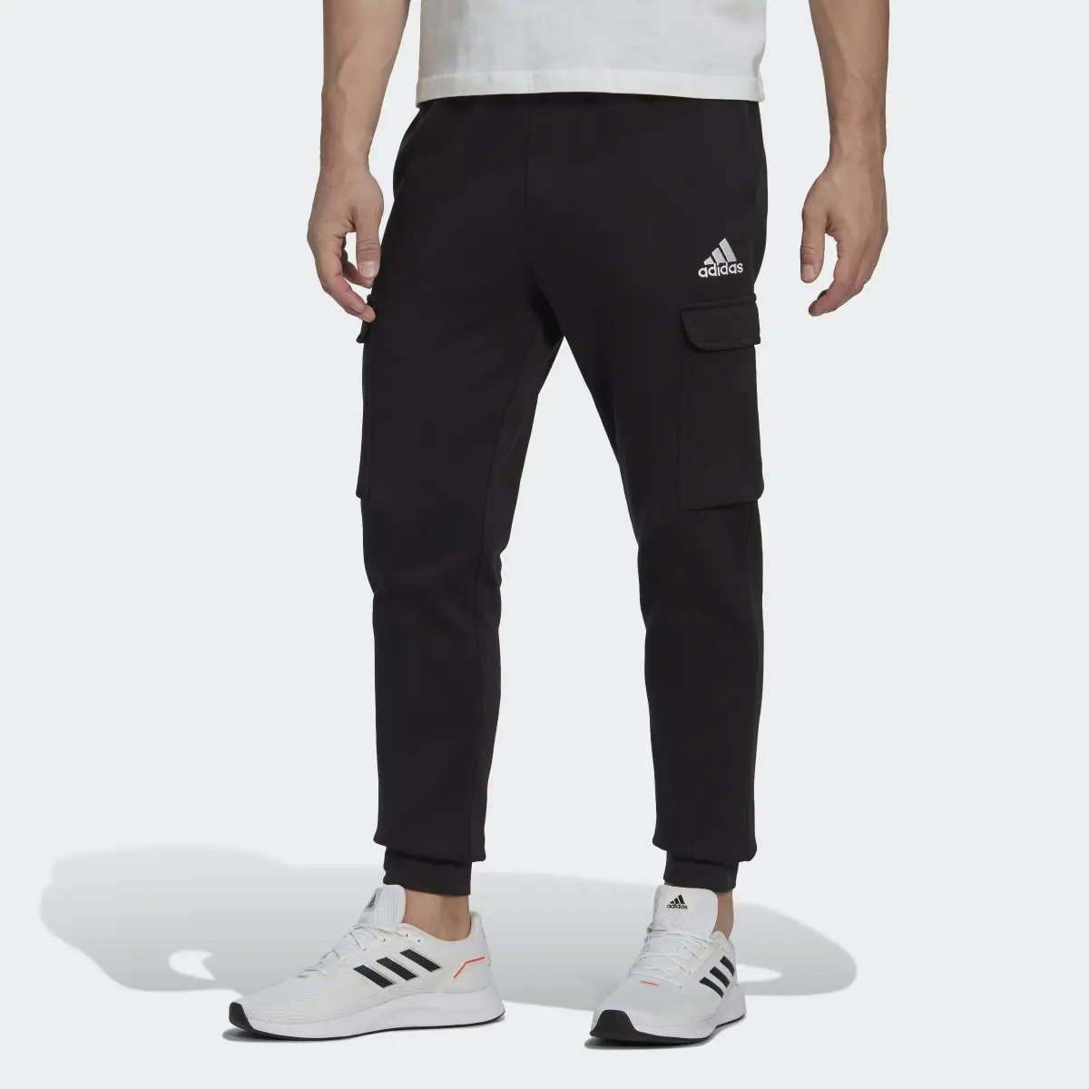 Adidas Essentials Fleece Regular Tapered Cargo Joggers. 1