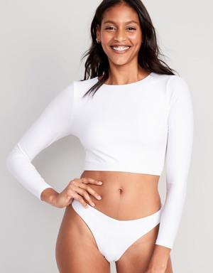 Matching Cutout Rashguard Swim Top for Women white