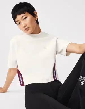 Lacoste T-shirt femme Lacoste loose fit avec bandes siglées contrastées