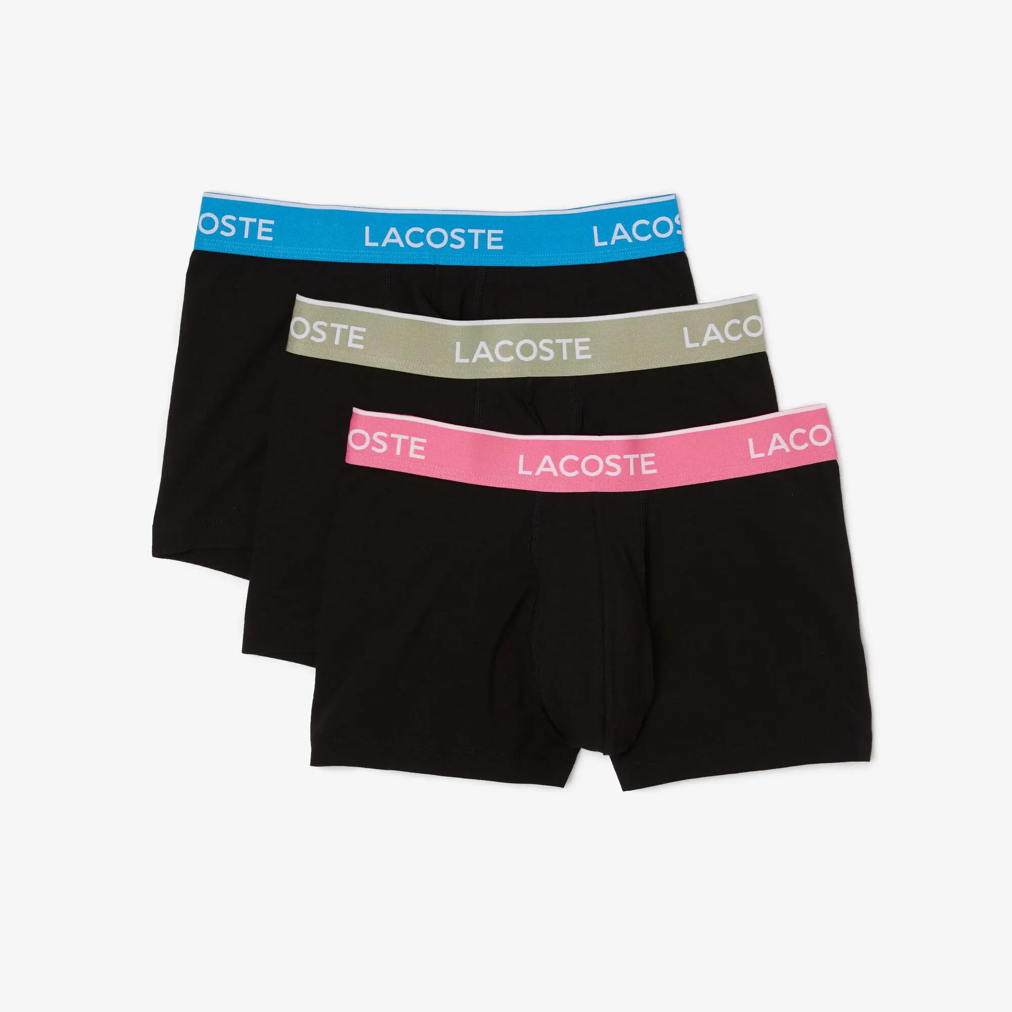 Lacoste Pack Of 3 Navy Casual Trunks With Contrasting Waistband. 2