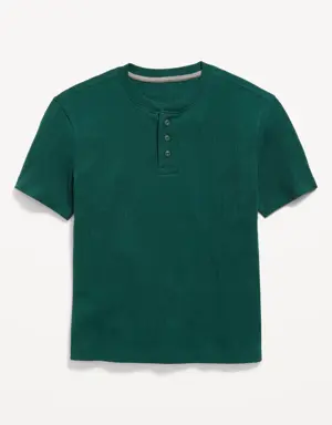 Short-Sleeve Rib-Knit Henley T-Shirt for Boys green