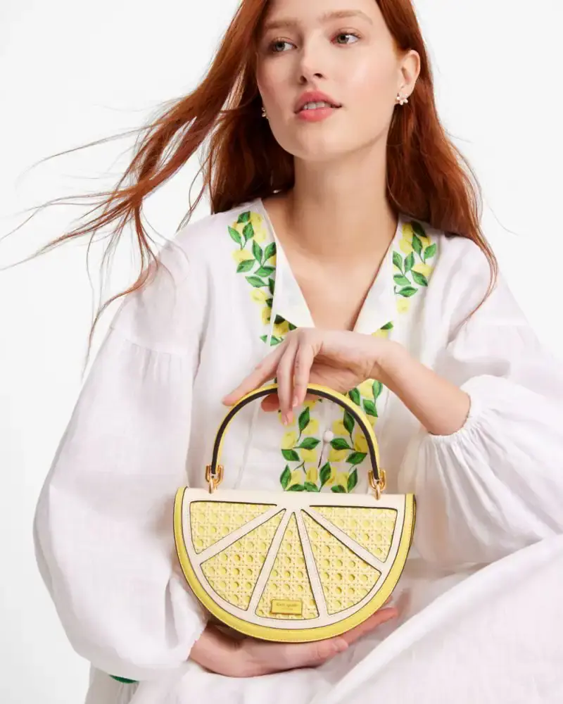 Kate Spade Lemon Drop Wicker 3D Crossbody. 3