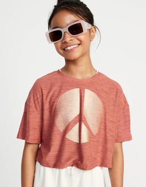 Old Navy Breathe ON Short-Sleeve Cropped Slub-Knit Performance T-Shirt for Girls red