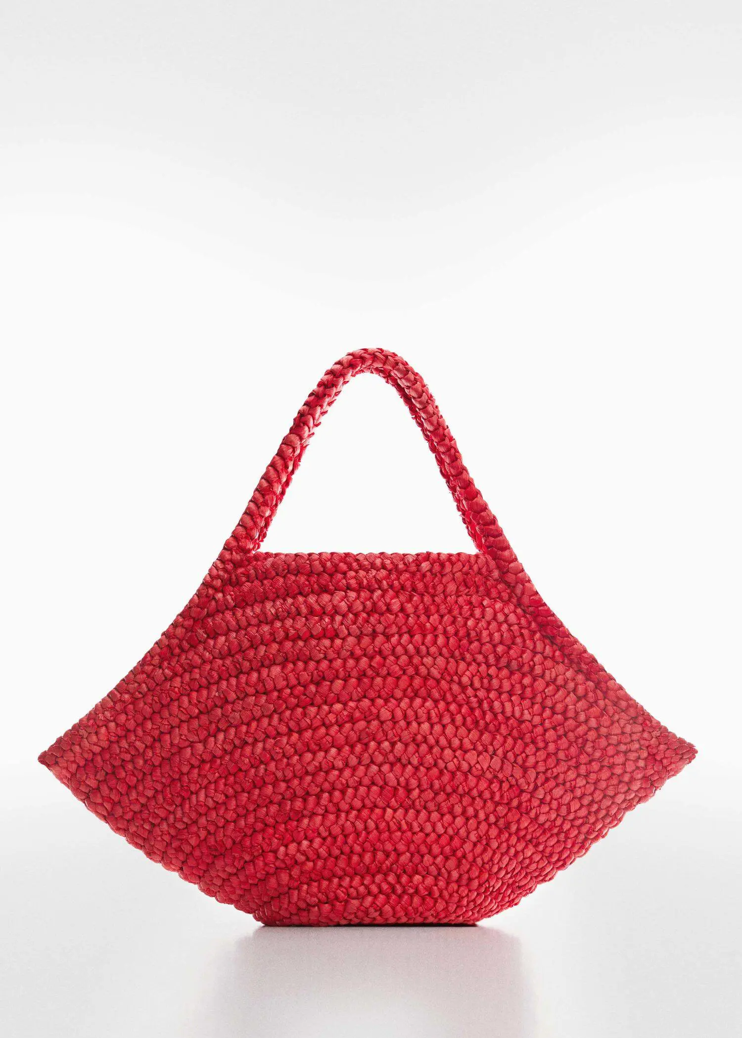 Mango Natural fibre maxi tote bag. a close up of a red bag on a white background 