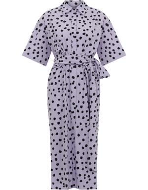 Polka Dot Belted Casual Dress