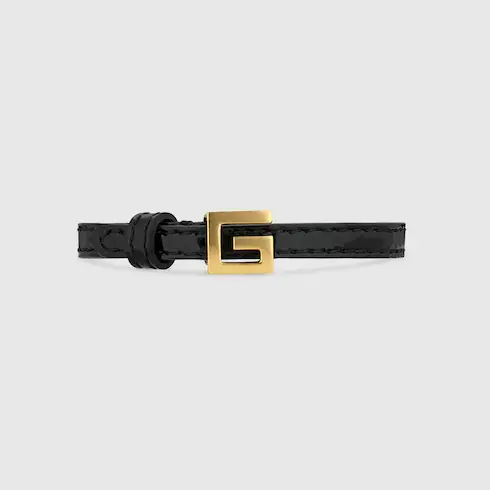 Gucci Leather bracelet with Square G. 2