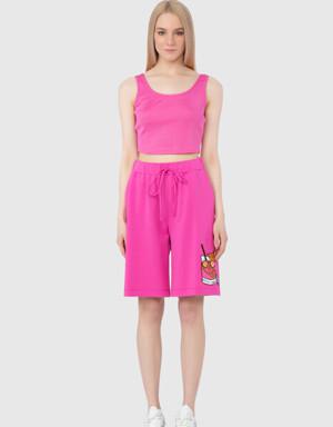 Embroidery Detailed Bermuda Pink Shorts