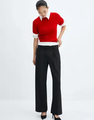 Double-waist straight trousers