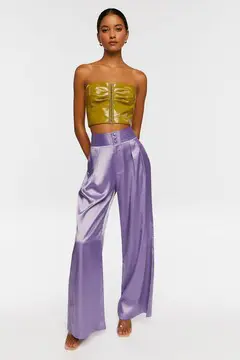 Forever 21 Forever 21 Satin Wide Leg Trousers Lavender. 2