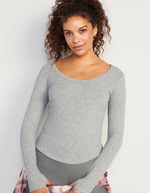 Old Navy UltraLite Long-Sleeve Rib-Knit Top for Women gray