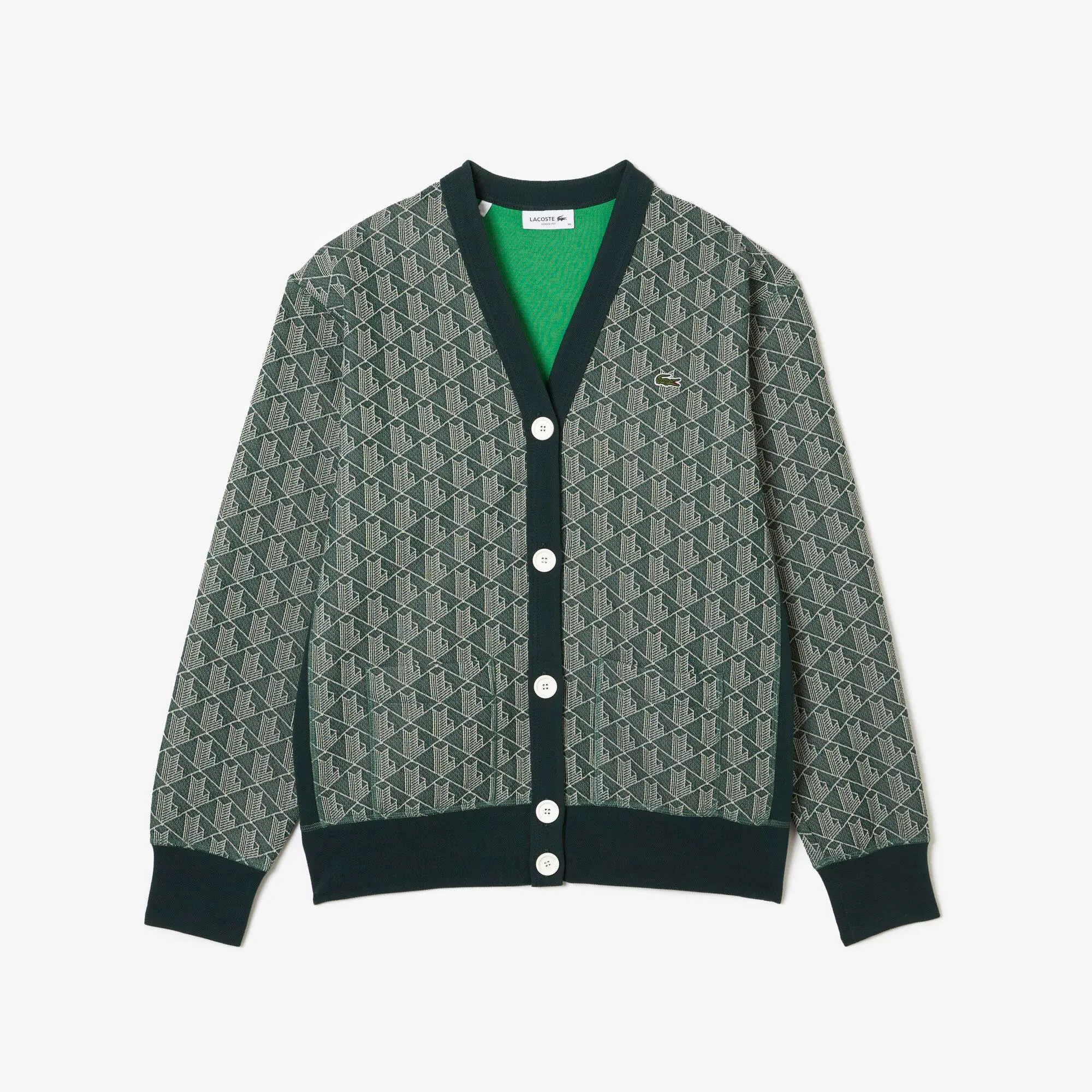 Lacoste Women's Loose fit Monogram Print Cardigan. 2