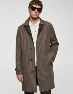 Reversible recycled wool trench coat