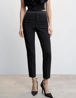 Trousers with satin detail