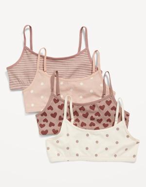 Stretch-to-Fit Patterned Cami Bra 4-Pack for Girls pink