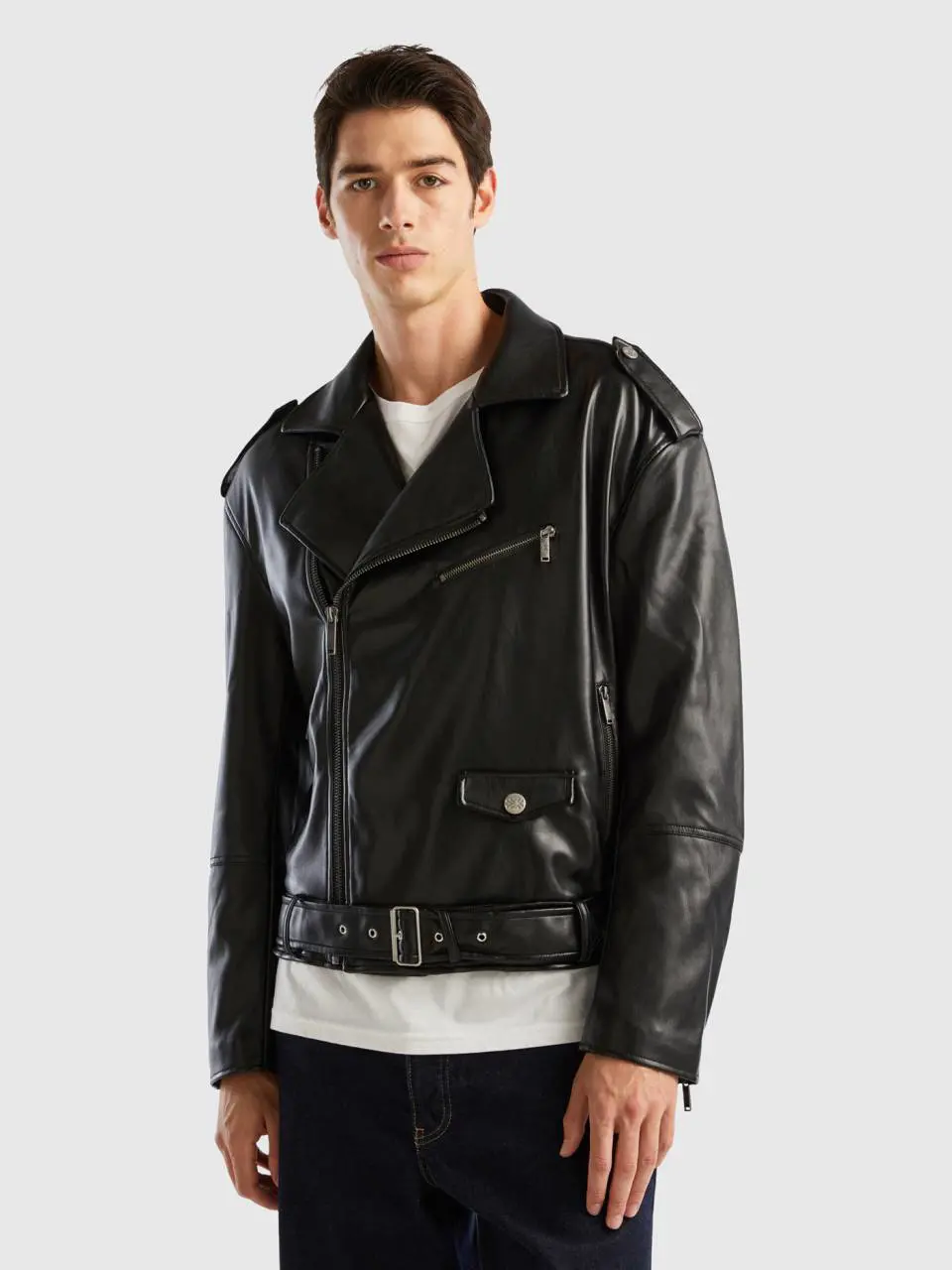 Benetton biker jacket in imitation leather. 1