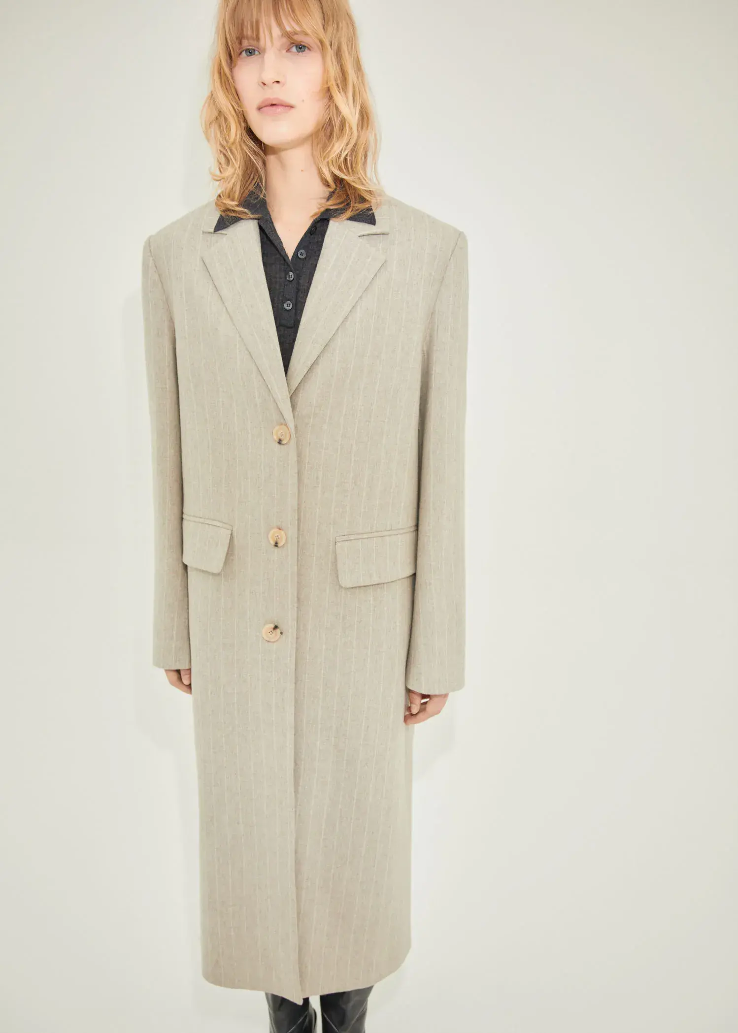 Mango Pinstripe wool coat. 2