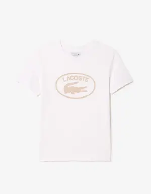Lacoste T-shirt em malha de algodão com marca em contraste Lacoste para criança