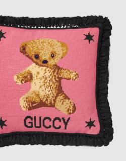 Needlepoint cushion with teddy bear