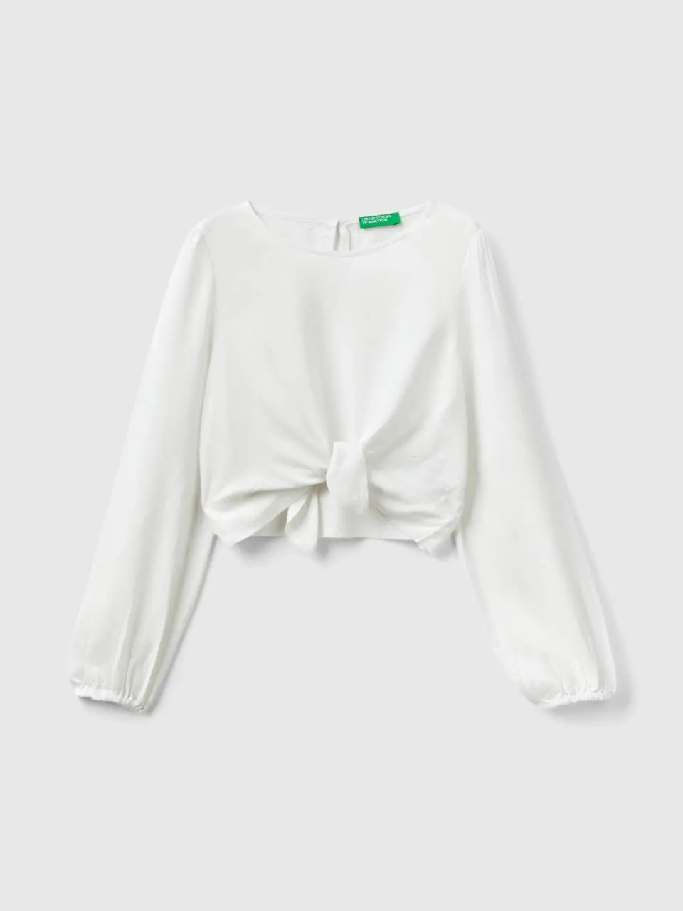 Benetton cropped blouse with knot. 1
