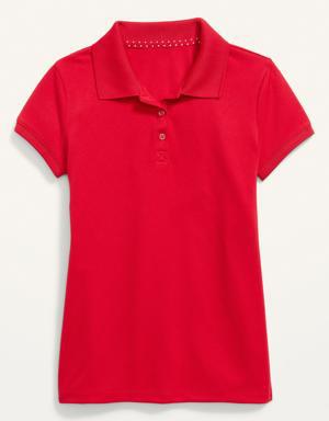 Uniform Moisture-Wicking Polo Shirt for Girls red