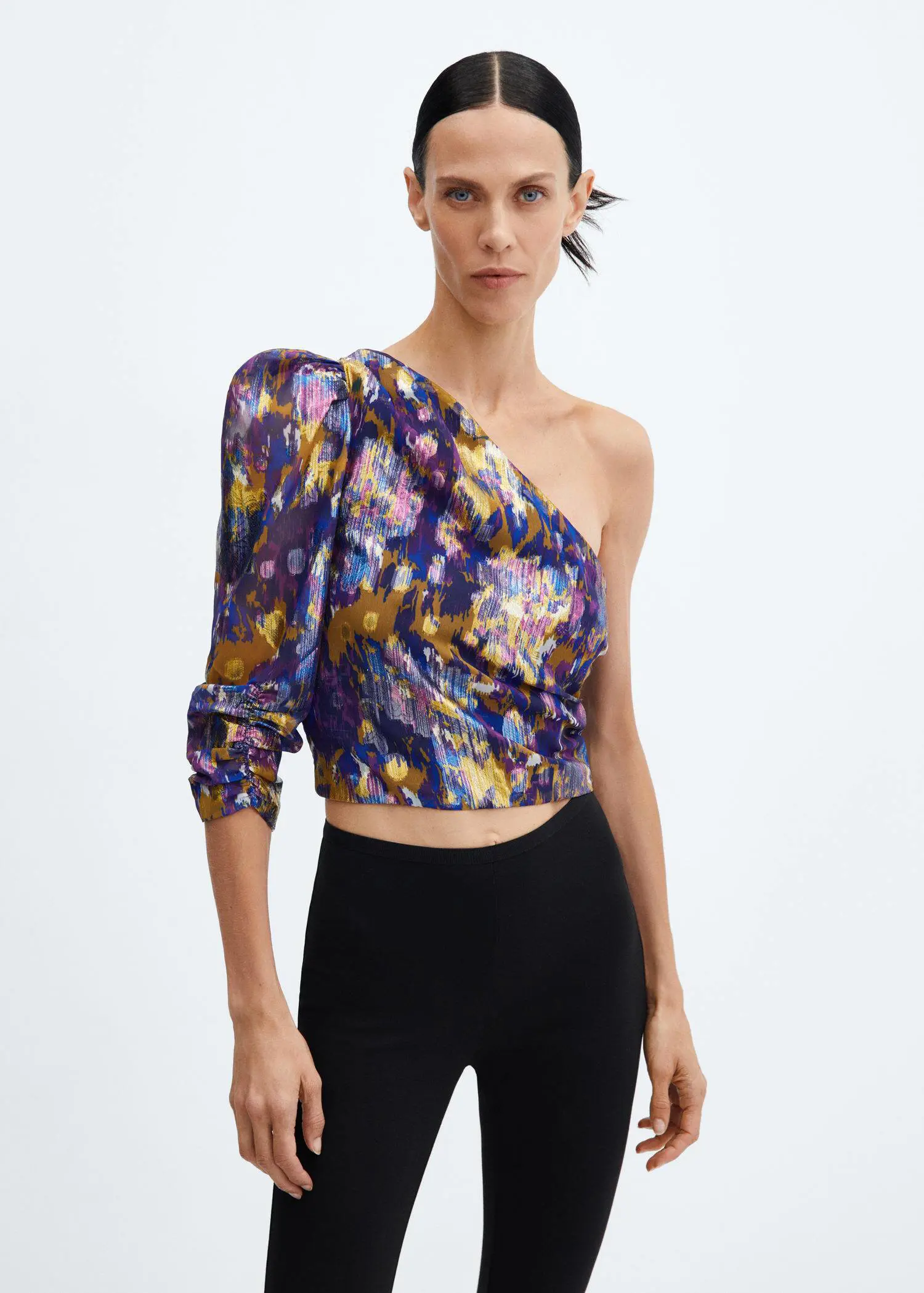 Mango Asymmetrical printed blouse. 2