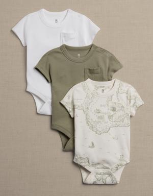 Essential SUPIMA® Short-Sleeve Bodysuit 3-Pack for Baby green