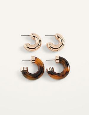 Gold-Toned/Tortoiseshell Hoop Earrings 2-Pack for Women