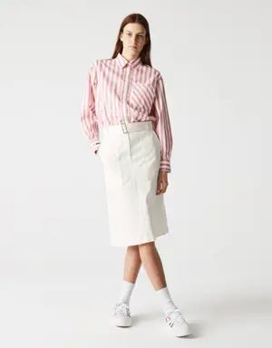Falda de algodón de cintura alta para mujer