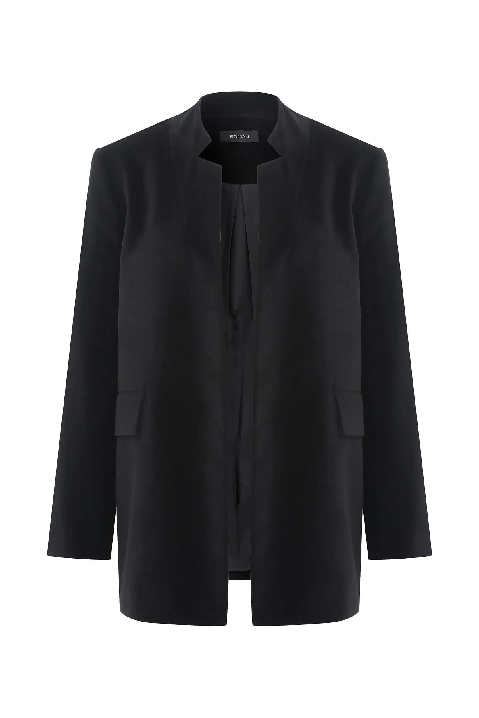 Roman Collarless Black Jacket - 6 / BLACK. 1