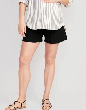 Old Navy Maternity Full-Panel Linen-Blend Tailored Shorts -- 6-inch inseam black