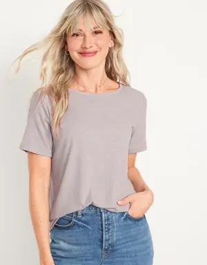 Old Navy Short-Sleeve Luxe Crew-Neck Rib-Knit T-Shirt for Women multi