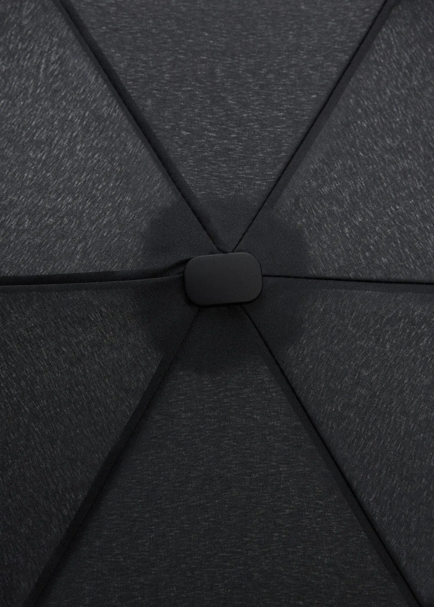 Mango Plain folding umbrella. an open black umbrella with a black handle. 
