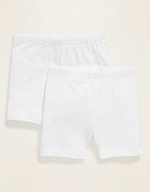 2-Pack Biker Shorts for Toddler Girls white