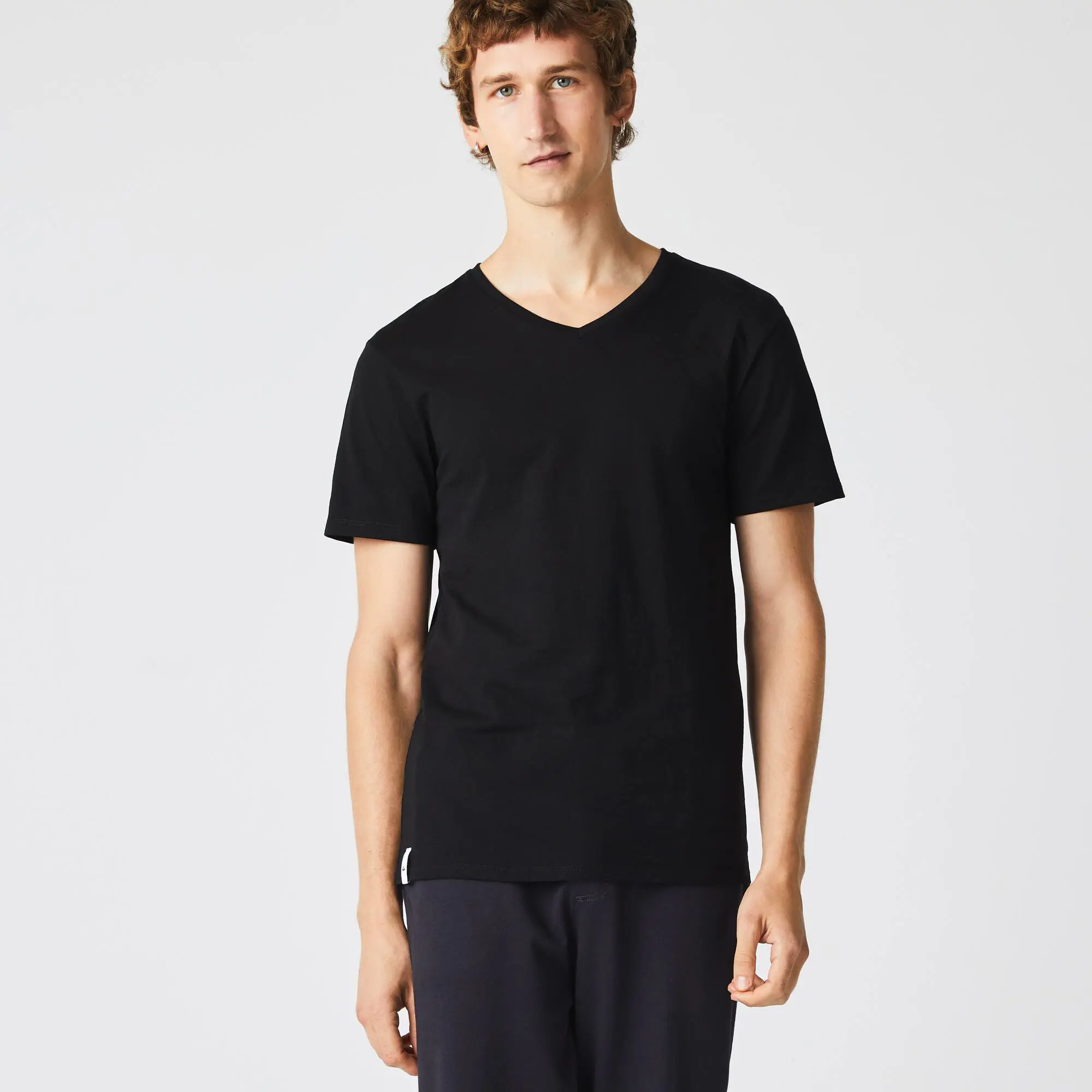 Lacoste Men's Slim Fit V-Neck Cotton T-Shirt 3-Pack. 1