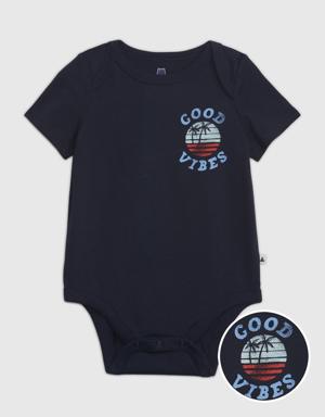 Baby 100% Organic Cotton Mix and Match Graphic Bodysuit blue